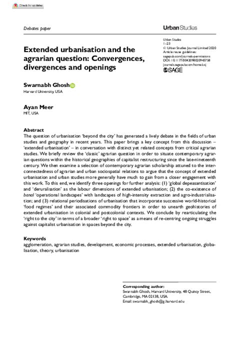 Extended urbanisation and the agrarian question: Convergences .